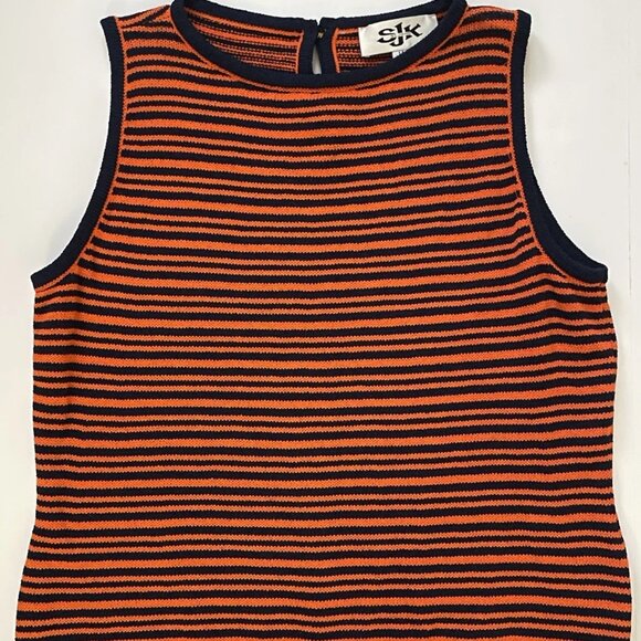 St. John Tops - St. John Tank Top Women’s 14 Navy Orange Striped Vintage 90s Knits